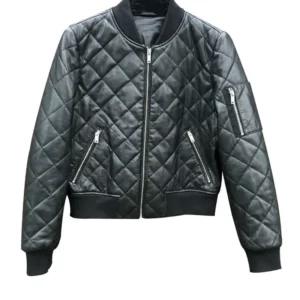 Womens Quilted Black Leather Jacket