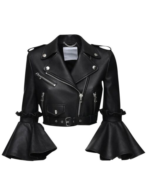 Womens Stylish Lambskin Cropped Black Jacket