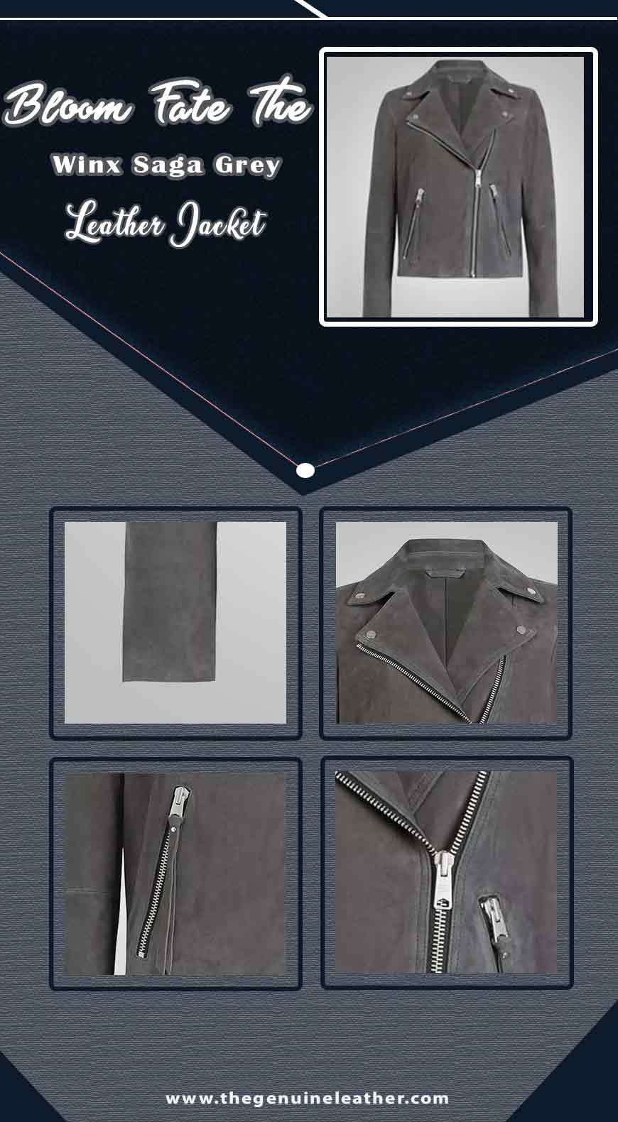 Bloom Fate The Winx Saga Grey Leather Jacket info
