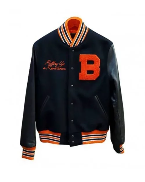 Mens Black Resistance Letterman Jacket