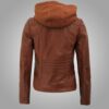 Womens Cafe Racer Detachable Hooded Jacket