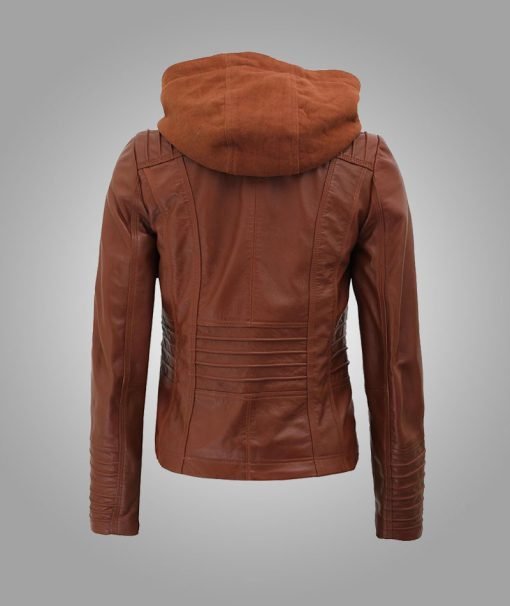 Stunning Womens Stylish Slim Removable Hooded Leather Jackets 