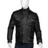 Cafe Racer Black Leather Biker Jacket