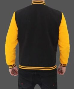 Men Black and Yellow Baseball Jacket