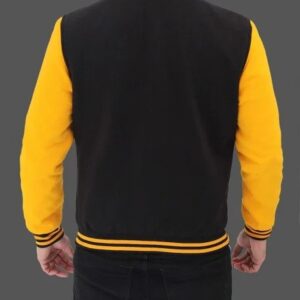 Men Black and Yellow Baseball Jacket