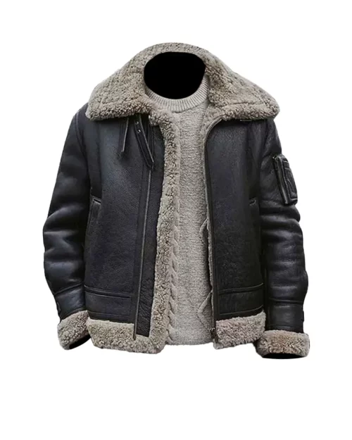 Mens Black Sheepskin Shearling Jacket