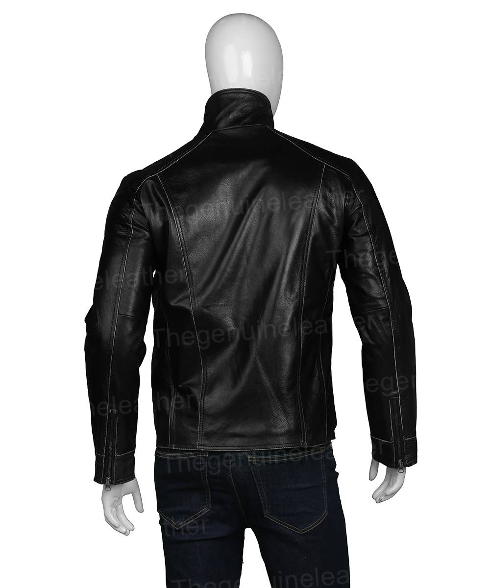 Mens Casual Black Leather Jacket