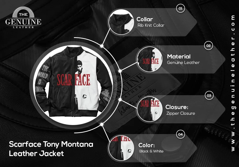 A1 Jackets Men's TV Series Al Pacino Scarface Movie Jacket Tony Montana Real Leather Jacket