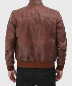 Men Brown Biker Bomber Leather Jacket