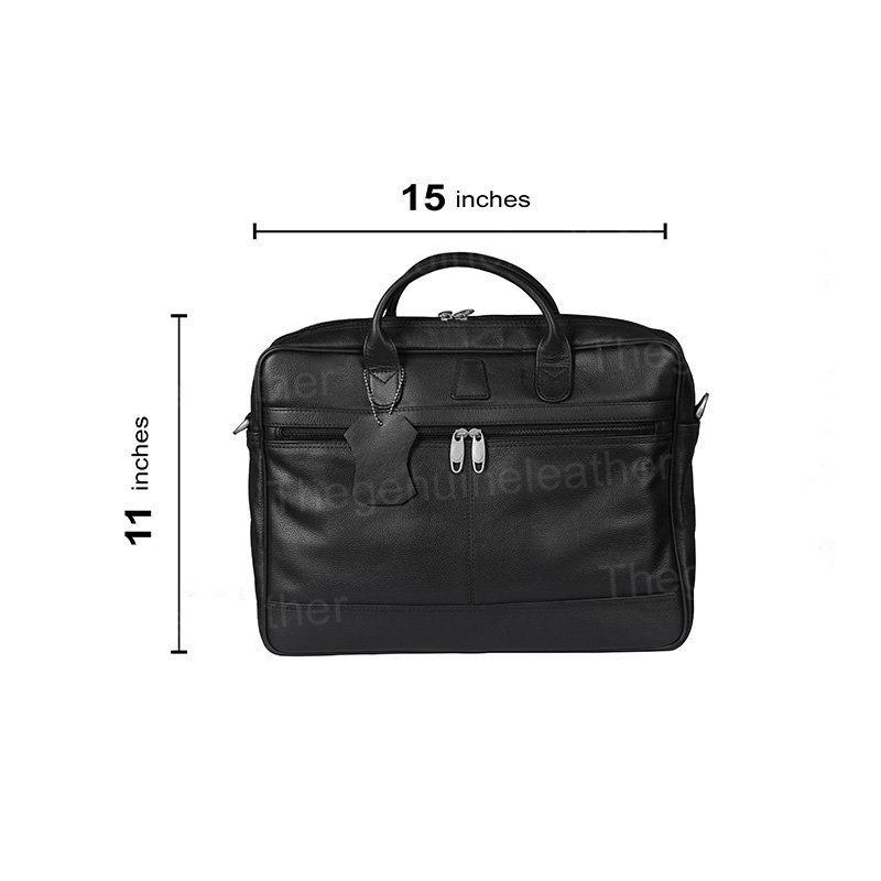 Briefcase Laptop Messenger Black Leather Bag