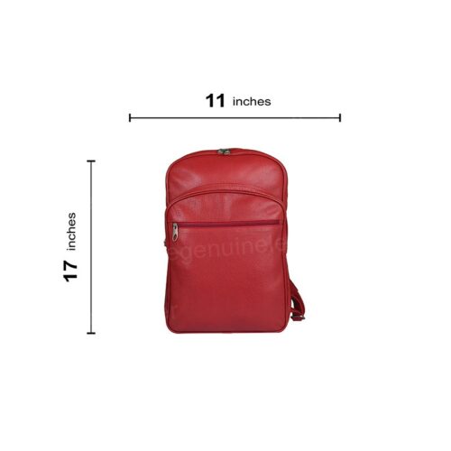 Genuine Red Leather Backpack