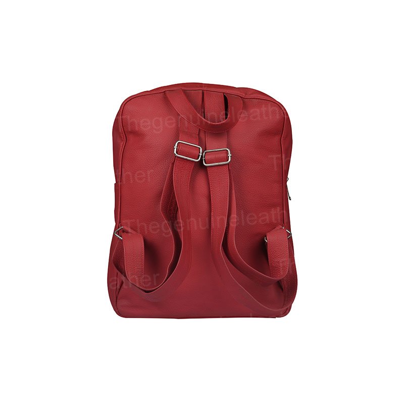 Handmade Red Leather Backpack