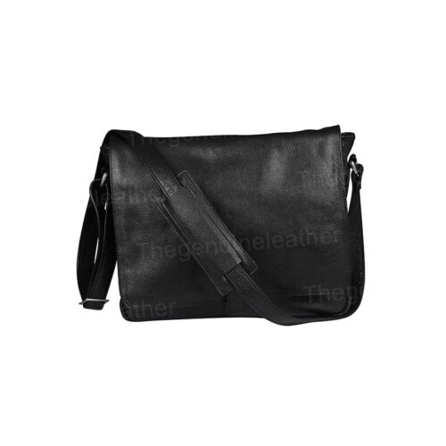 Vintage Black Crossbody Laptop Messenger Bag