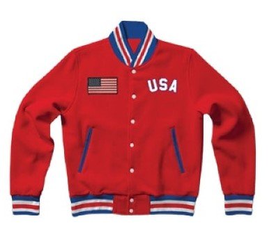 United States Red Letterman Varsity Bomber Rib Knitted Jacket Back