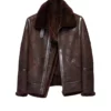 Distressed B3 Men Brown Leather Shearling Jacket