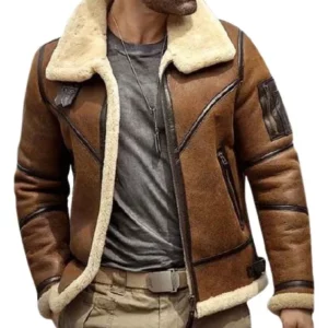 Mens Shearling B3 Flight Sheepskin Leather Aviator Jacket