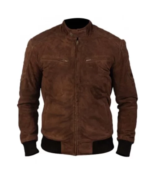 Mens Bomber Brown Suede Leather Jacket