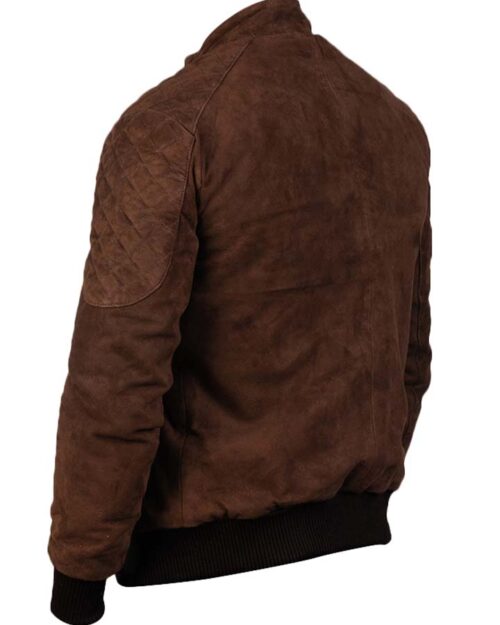 Mens Bomber Brown Suede Leather Jacket