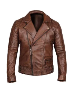 Men’s Vintage Distressed Quilted Motorcycle Leather Jacket