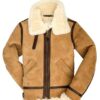 Unisex B3 Aviator Pilot Bomber Brown Suede Leather Shearling Jacket