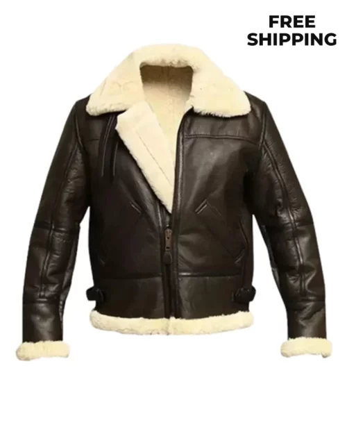 Mens Aviator B3 Bomber Sheepskin Jacket free shipping