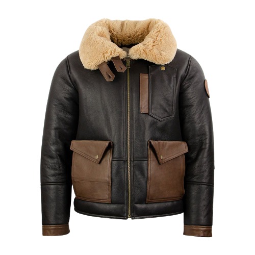 mens f 35 aviator chocolate sheepskin jacket
