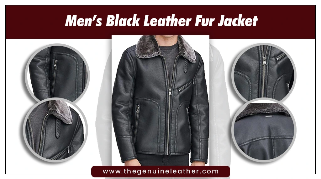 Men’s Black Leather Fur Jacket