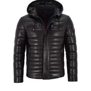 Men’s Black Puffer Hooded Jacket