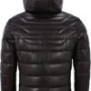 Men's Black Puffer Hooded Quilted Lambskin Leather Jacket