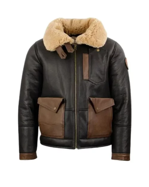 Men’s F-35 Aviator Chocolate Sheepskin Jacket