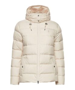Womens Stylish Cream Winter Hooded Parachute Jacket