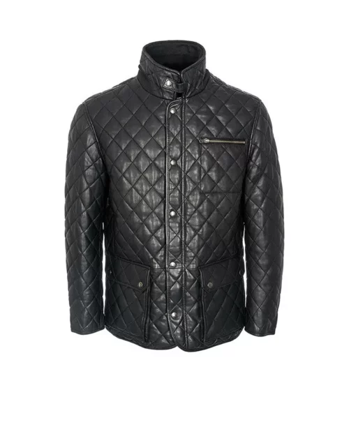 Men’s Quilted Black Cafe Racer Jacket