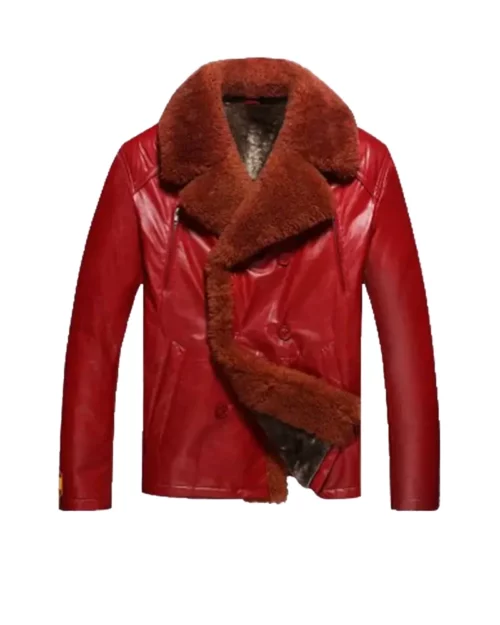 Mens Shearling Red Leather Jacket