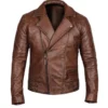 Men’s Vintage Quilted Brown Biker Jacket