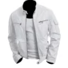 Men's White Cafe Racer Jacket