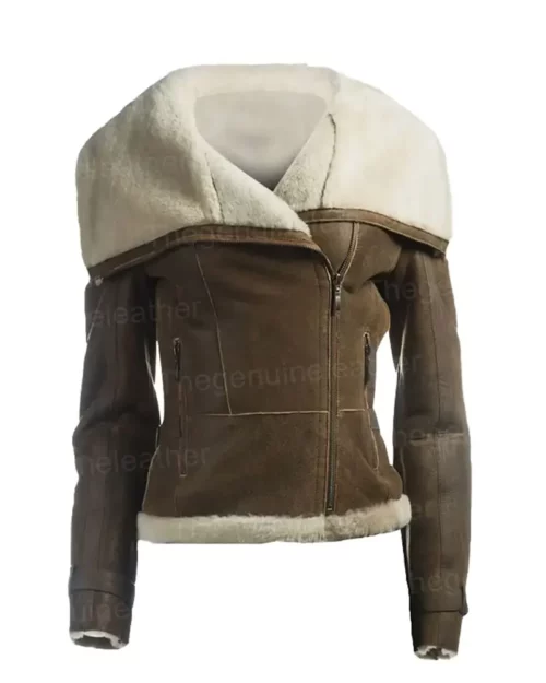 Women’s Brown Leather Shearling Jacket