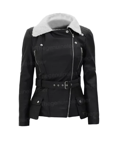 Women’s Fur Black Leather Jacket