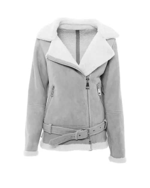 Women’s Grey Suede Shearling Jacket