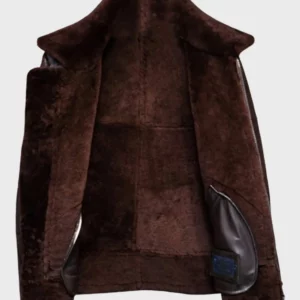 Distressed B3 Men Brown Leather Shearling Jacket