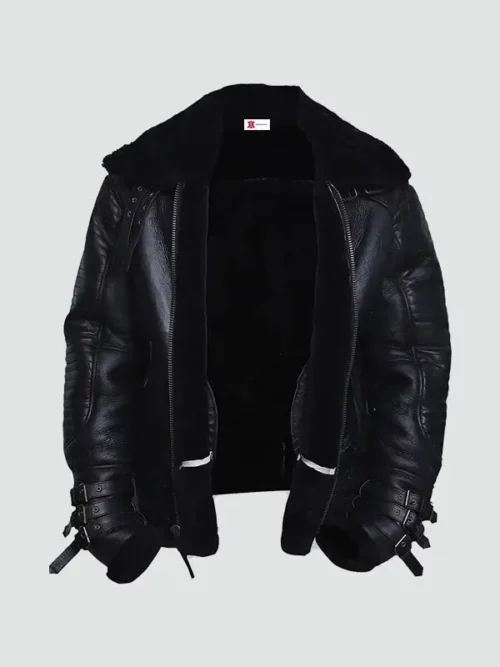 Mens Affliction Black Shearling Jacket
