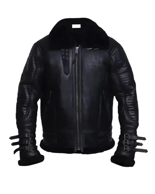 Mens Affliction Black Shearling Jacket