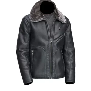 Men’s Black Leather Fur Jacket