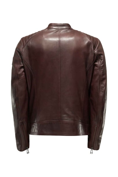 Mens Brown Leather Cafe Racer Jacket