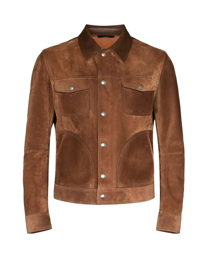 Mens Brown Suede Leather Jacket