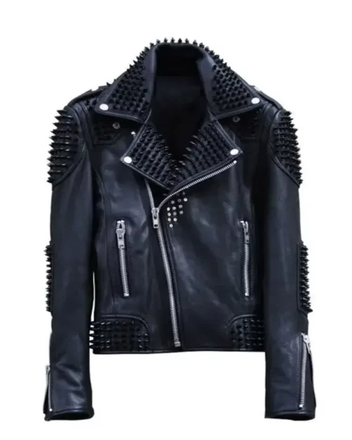 Mens Rock Punk Studded Biker Jacket