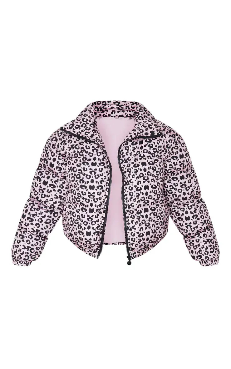 Women's Pink Leopard Puffer Jacket