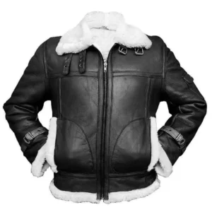 RAF B3 Aviator Black Shearling Bomber Jacket