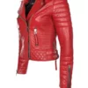 Womens Boda Style Quilted Red Biker Leather Jacket