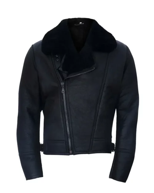 Men Aviator Leather Shearling Jacket