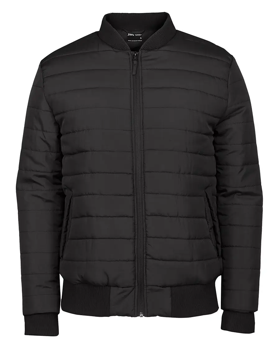 Men Horizontal Design Puffer Jacket Black
